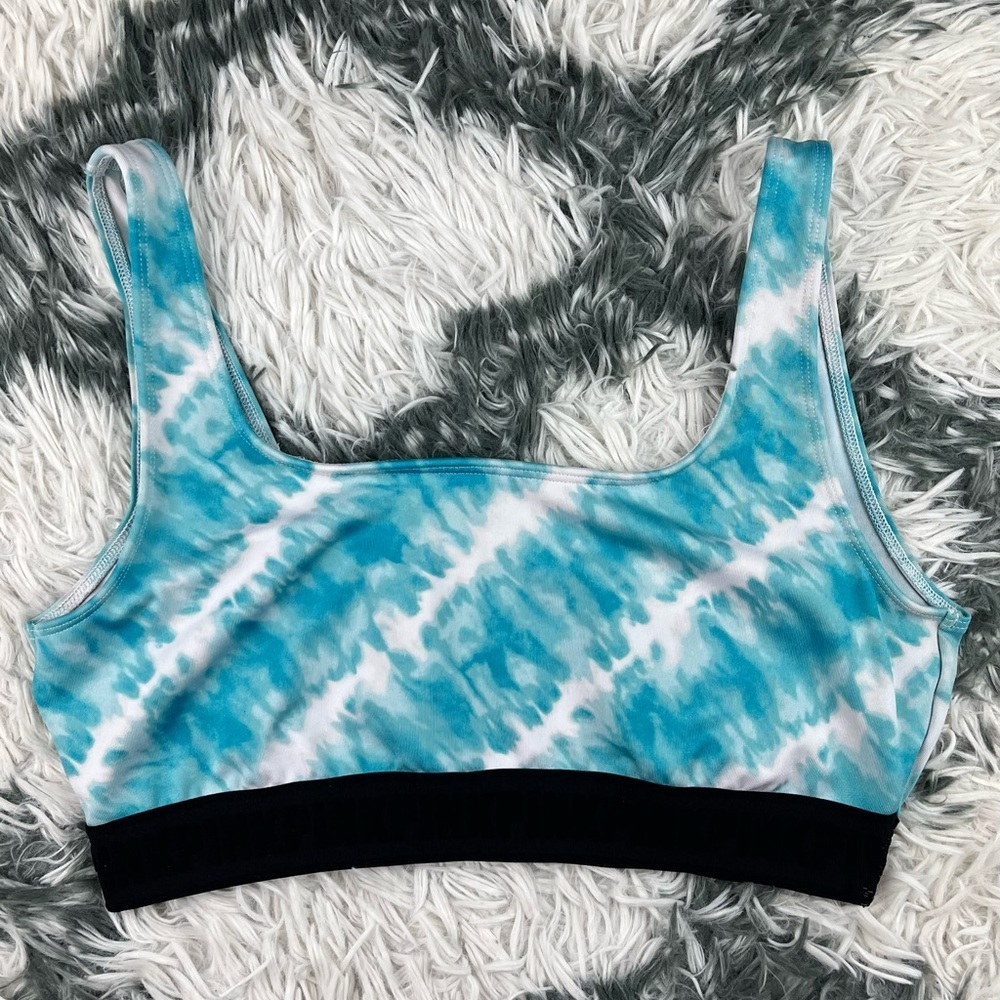 Victoria's Secret Pink Women's Ultimate Blue Tye Dye Sports Bra Size Large